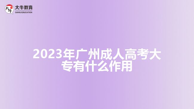 2023年广州成人高考大专有什么作用