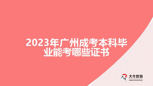 2023年广州成考本科毕业能考哪些证书