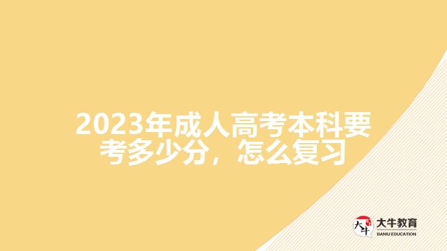  2023年成人高考本科要考多少分，怎么复习