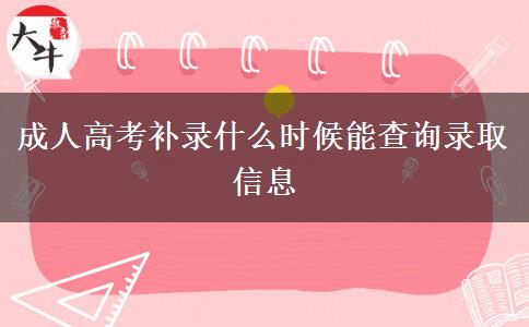 成人高考补录什么时候能查询录取信息