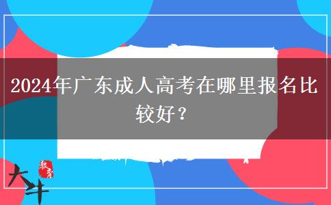 2024年广东成人高考在哪里报名比较好？