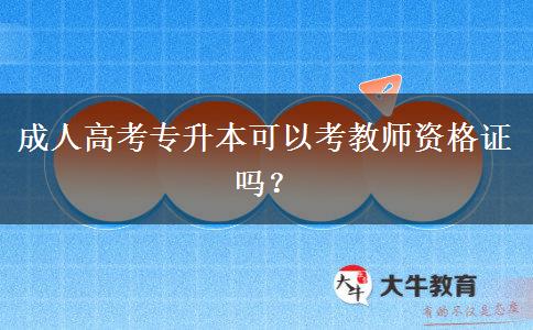 成人高考专升本可以考教师资格证吗？