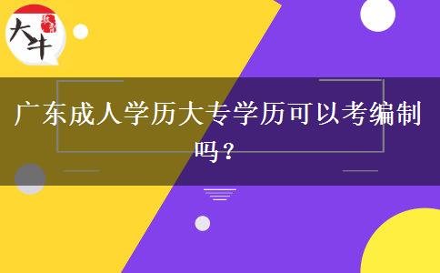 广东成人学历大专学历可以考编制吗？