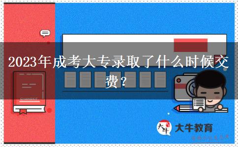 2023年成考大专录取了什么时候交费？