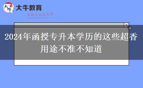 2024年函授专升本学历的这些超香用途不准不知道