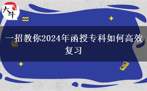 一招教你2024年函授专科如何高效复习
