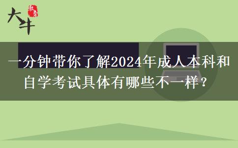一分钟带你了解2024年成人本科和自学考试具体有哪些不一样？