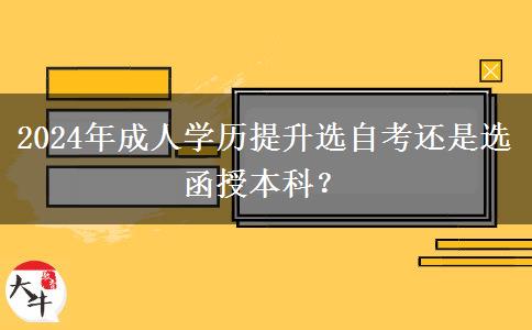 2024年成人学历提升选自考还是选函授本科？