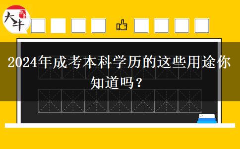 2024年成考本科学历的这些用途你知道吗？