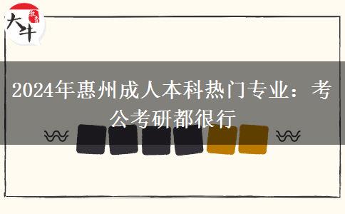 2024年惠州成人本科热门专业：考公考研都很行