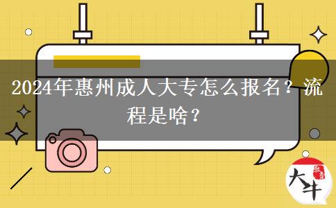 2024年惠州成人大专怎么报名？流程是啥？