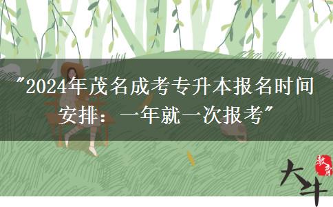 2024年茂名成考专升本报名时间安排：一年就一次报考