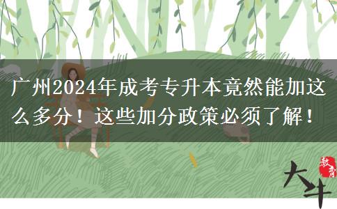 广州2024年成考专升本竟然能加这么多分!这些加分政策必须了解!
