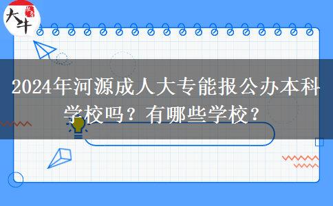 2024年河源成人大专能报公办本科学校吗?有哪些学校?