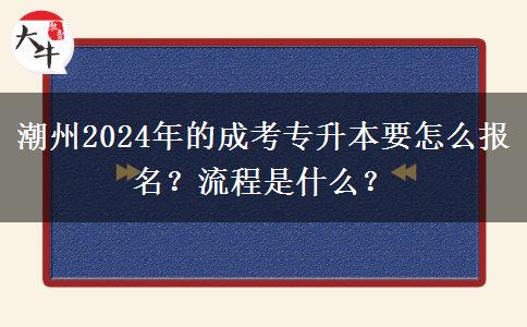 潮州2024年的成考专升本要怎么报名?流程是什么?
