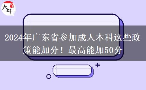 2024年广东省参加成人本科这些政策能加分!最高能加50分