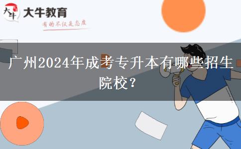 广州2024年成考专升本有哪些招生院校？