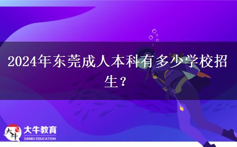 东莞2024年成人本科有多少学校招生？