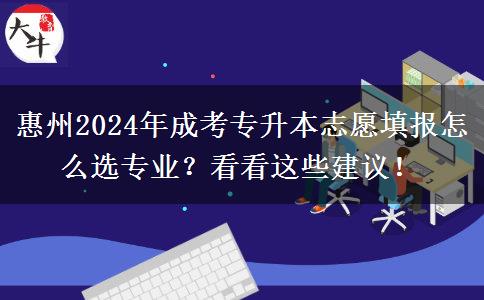 惠州2024年成考专升本志愿填报怎么选专业？看看这些建议！