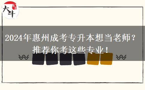 2024年惠州成考专升本想当老师?推荐你考这些专业!