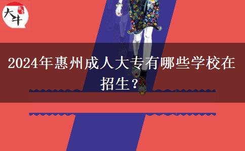 惠州2024年成人大专有哪些学校在招生?