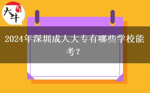 2024年深圳成人大专有什么学校能考？