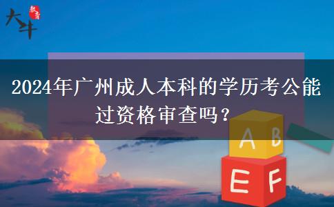 2024年广州成人本科的学历考公能过资格审查吗？