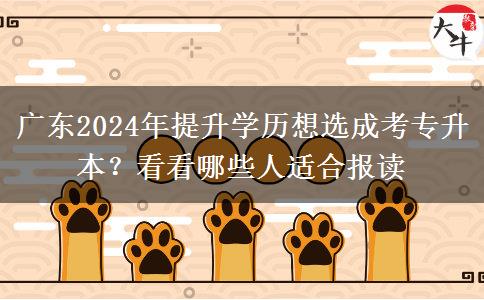 广东2024年提升学历想选成考专升本?看看哪些人适合报读