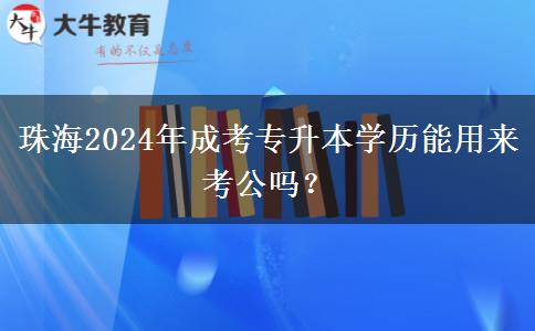 珠海2024年成考专升本学历能用来考公吗?