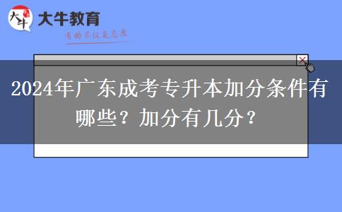 2024年广东成考专升本加分条件有哪些？加分有几分？