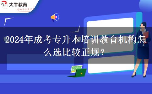 2024年成考专升本培训教育机构怎么选比较正规？