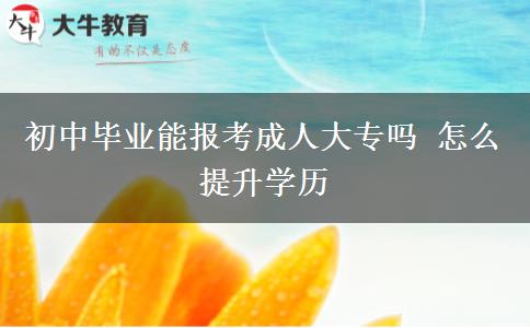 初中毕业能报考成人大专吗 怎么提升学历