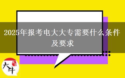 2025年报考电大大专需要什么条件及要求