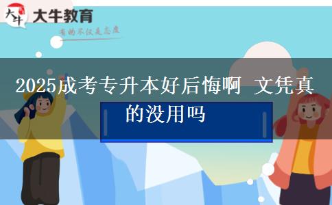 2025成考专升本好后悔啊 文凭真的没用吗
