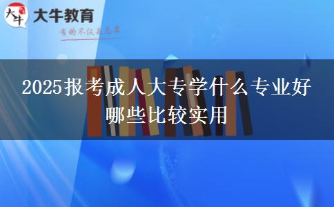 2025报考成人大专学什么专业好 哪些比较实用