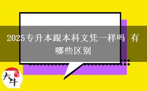 2025专升本跟本科文凭一样吗 有哪些区别