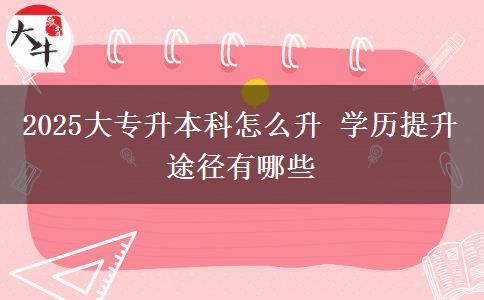 2025大专升本科怎么升 学历提升途径有哪些