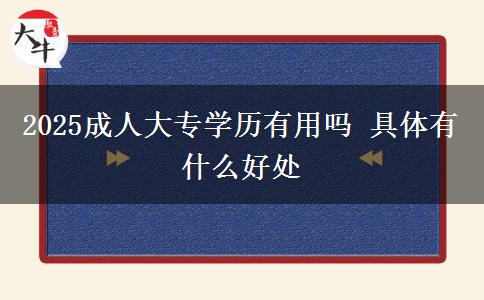 2025成人大专学历有用吗 具体有什么好处