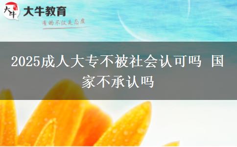 2025成人大专不被社会认可吗 国家不承认吗