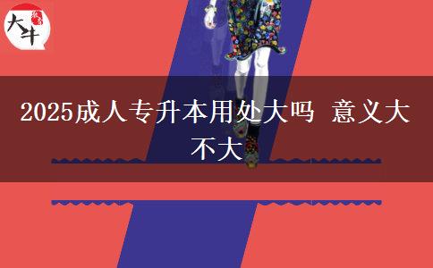 2025成人专升本用处大吗 意义大不大