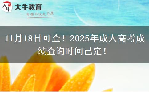 11月18日可查！2025年成人高考成绩查询时间已定！