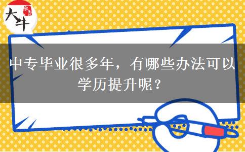 中专毕业很多年，有哪些办法可以学历提升呢？