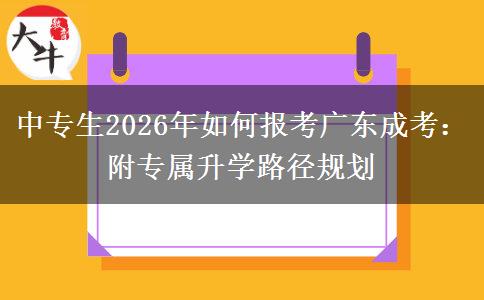 中专生2026年如何报考广东成考：附专属升学路径规划