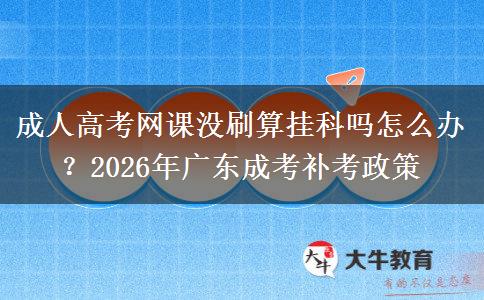 成人高考网课没刷算挂科吗怎么办？2026年广东成考补考政策