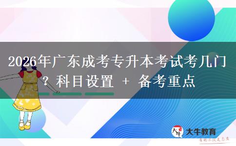 2026年广东成考专升本考试考几门？科目设置 + 备考重点