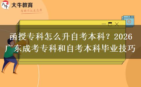 函授专科怎么升自考本科？2026 广东成考专科和自考本科毕业技巧