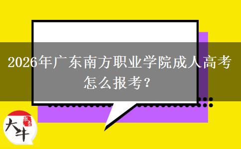 2026年广东南方职业学院成人高考怎么报考？