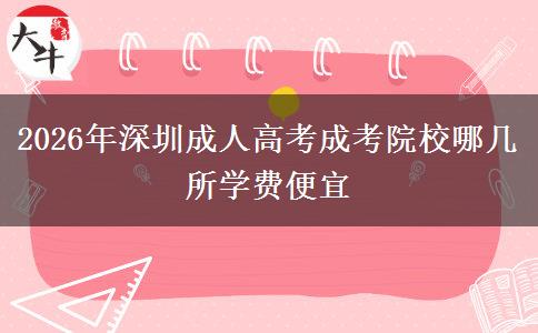 2026年深圳成人高考成考院校哪几所学费便宜