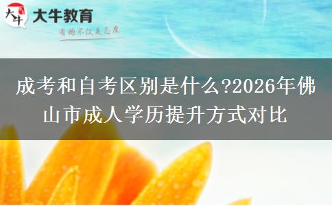 成考和自考区别是什么?2026年佛山市成人学历提升方式对比