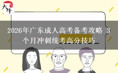 2026年广东成人高考备考攻略 3 个月冲刺统考高分技巧